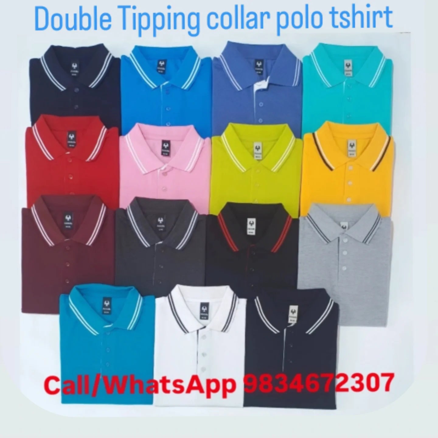 Double tipping collar Logo Design Male Polo Half Sleeve