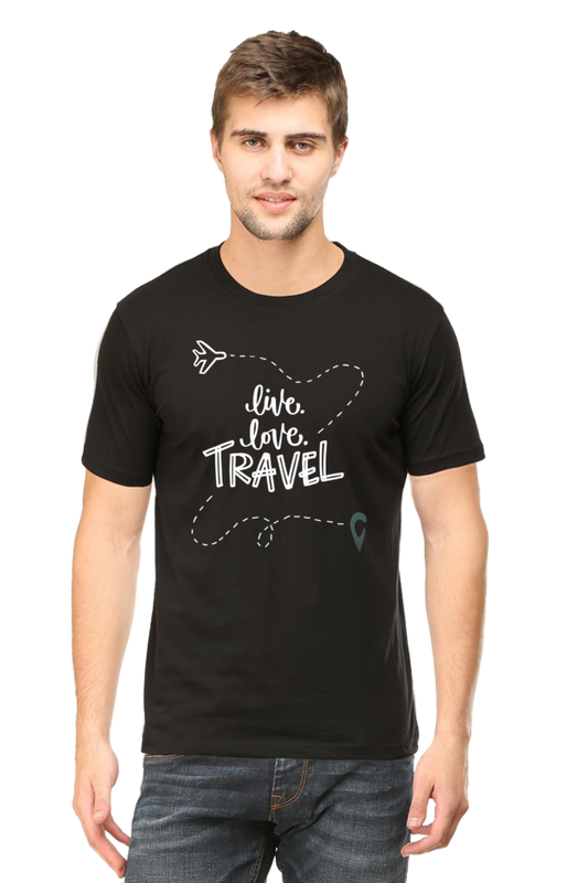 Live Love Travel Male Round Neck Half Sleeve Classic