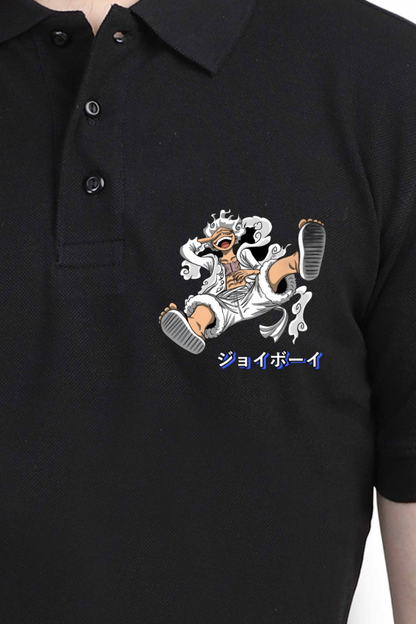 Luffy's Gear 5: The Joyboy Era Male Polo Half Sleeve Black S